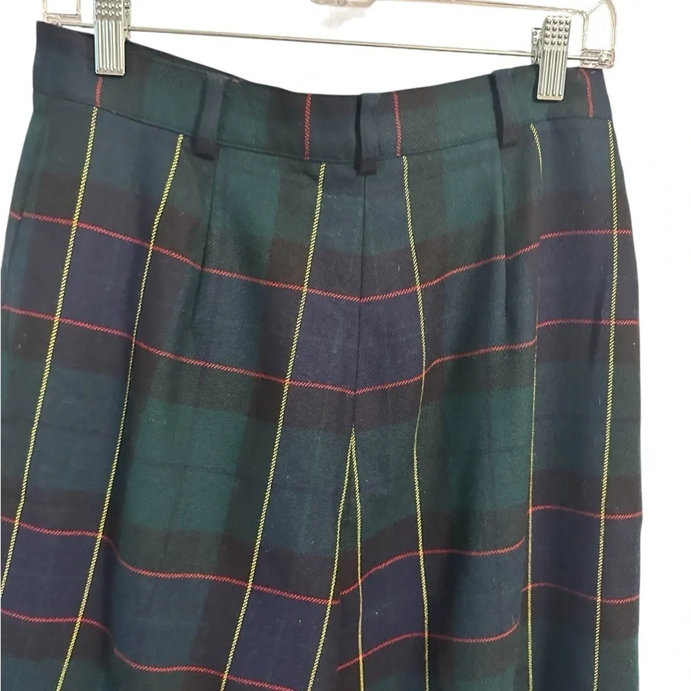 Lord & Taylor High Waist Plaid Shorts - Blue‎ and Green 100% Wool Preppy Size 10